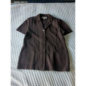 Vtg St‎ John Marie Gray Santana Knit Tunic Top Chocolate Brown Size 10 USA Made